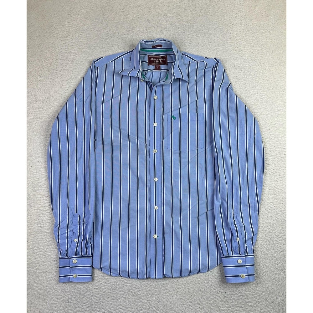 Abercrombie &‎ Fitch Shirt Mens XL Blue Stripe Muscle Fit Button Front Casual